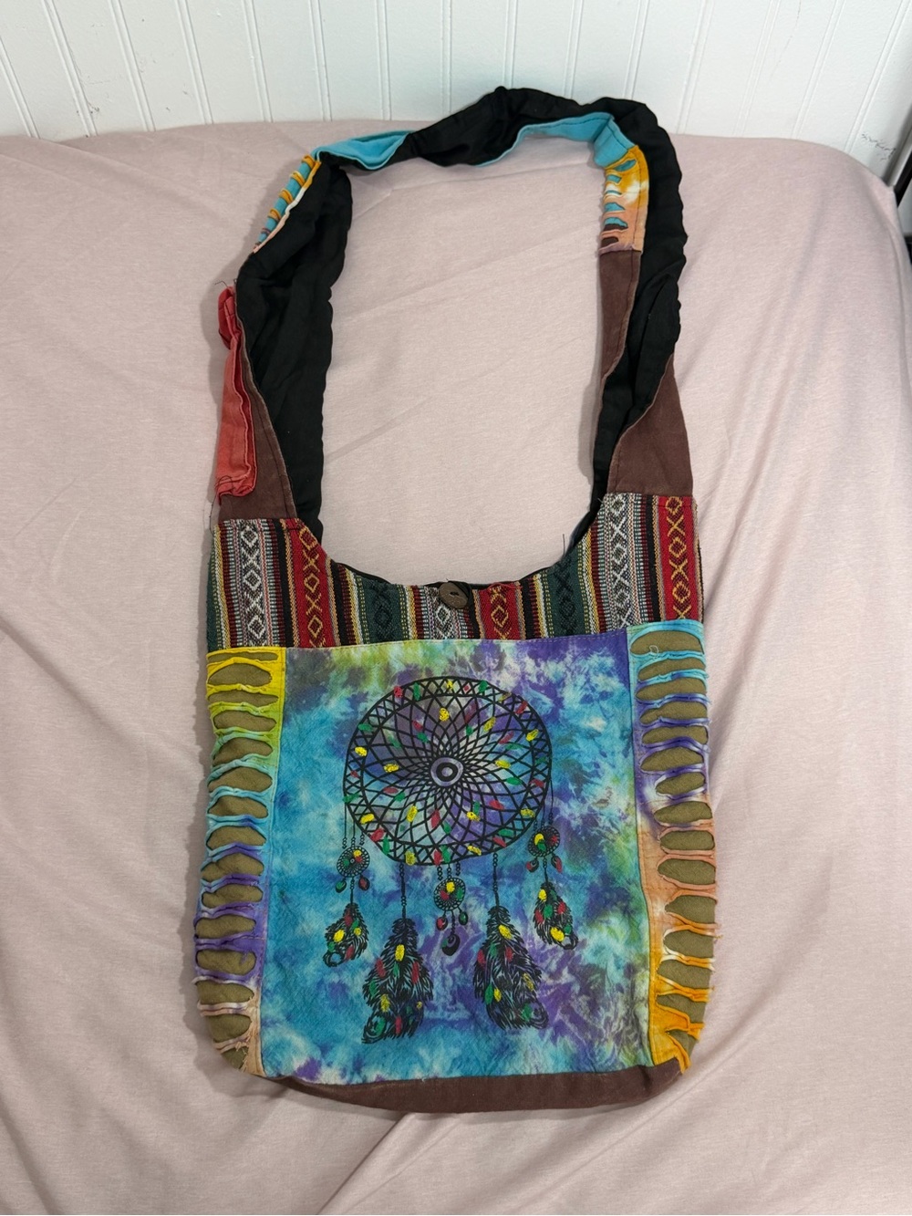 Rising International Hobo Bag Dreamcatcher Tie Dye Patchwork Nepal Crossbody